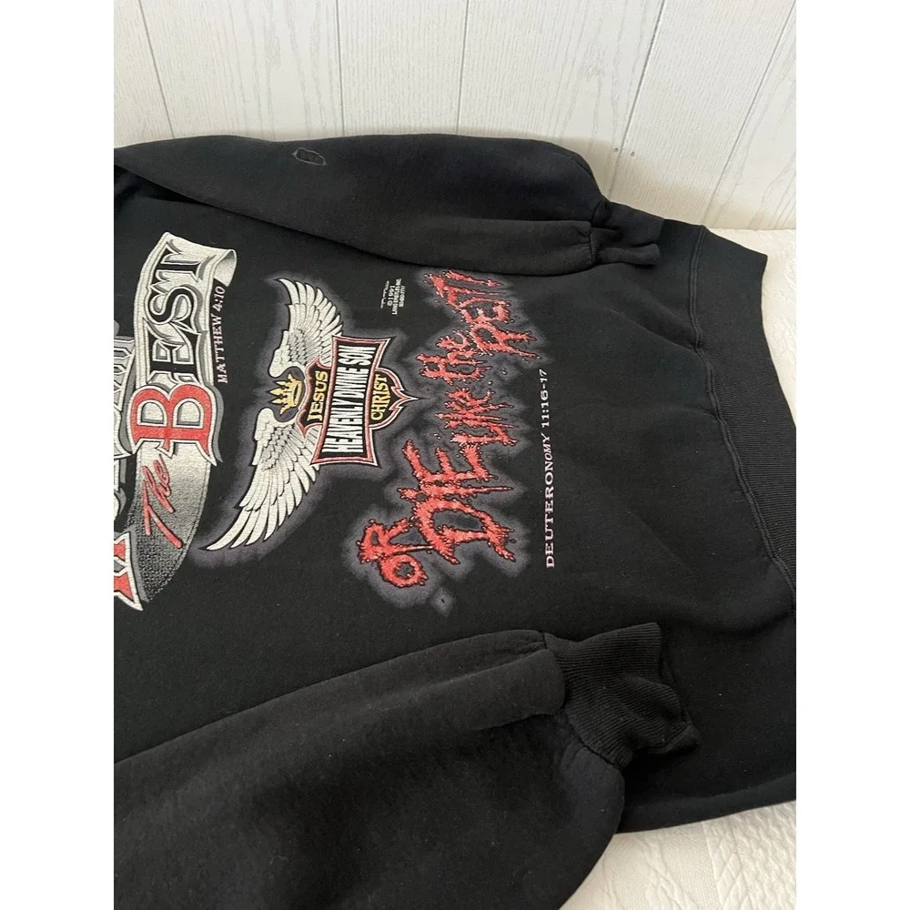 Vintage 90's Living Epistles Sweatshirt double Sided Jesus Harley 1991 Black